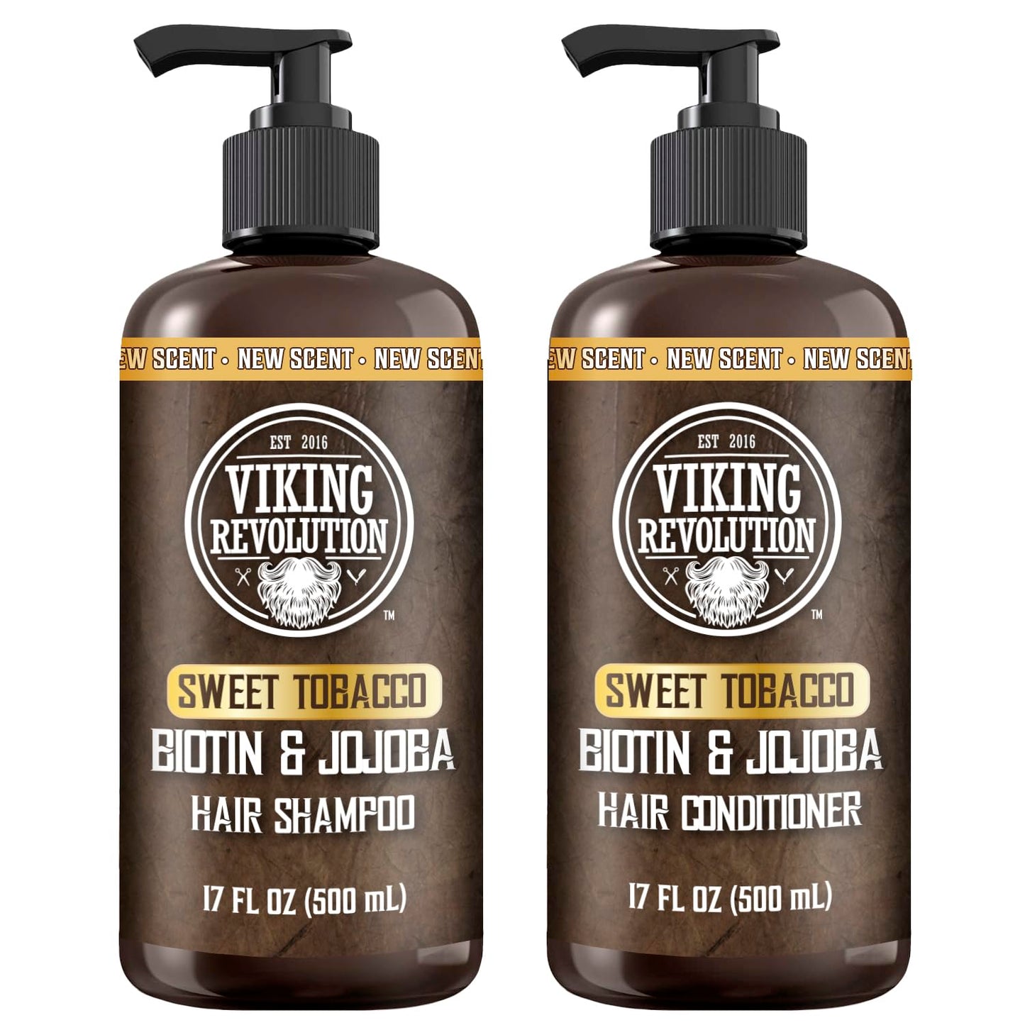 Viking Revolution Men's Shampoo and Conditioner Set - Biotin & Jojoba Oil for Thinning Hair | 17 Oz