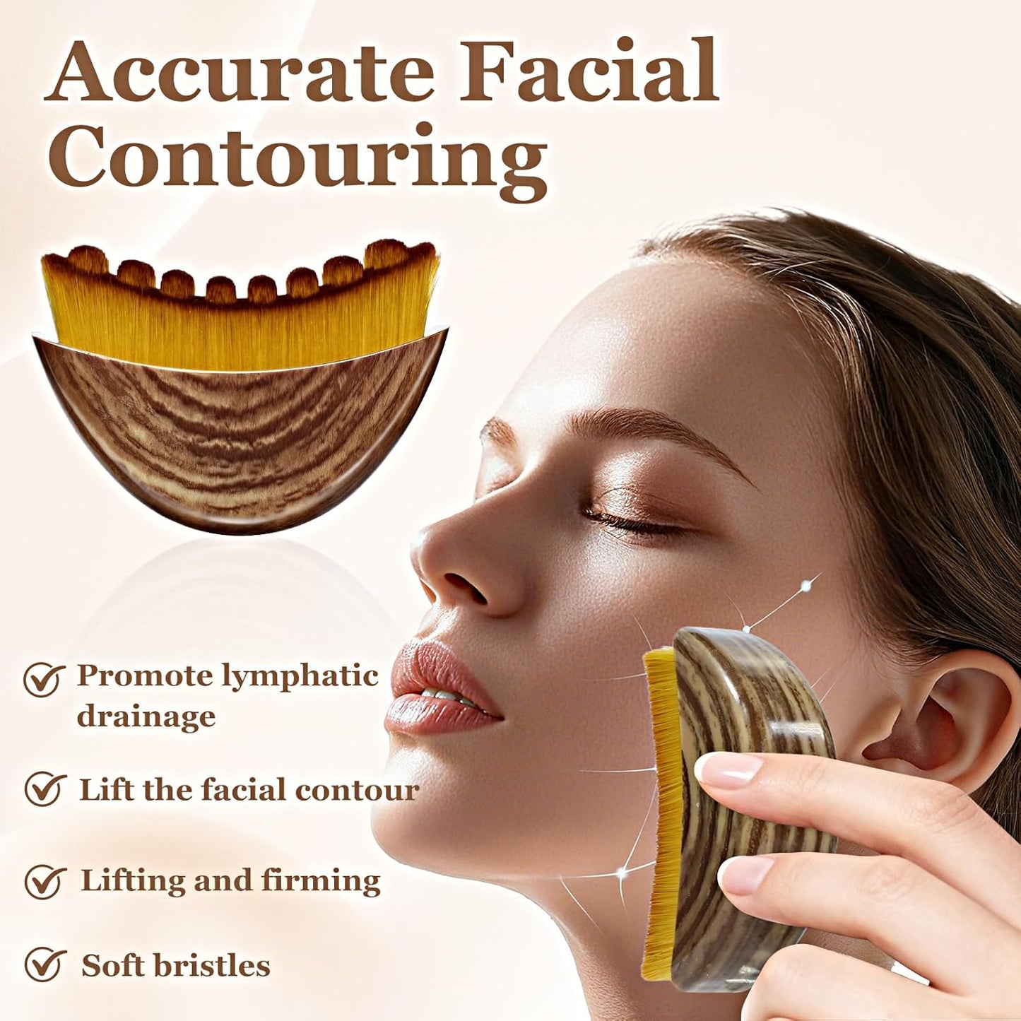 Skiennix Lymphatic Contour Face Sculpting Brush - Anti-Puffiness & Lift Massage Tool | 2 Pack for Glowing Skin