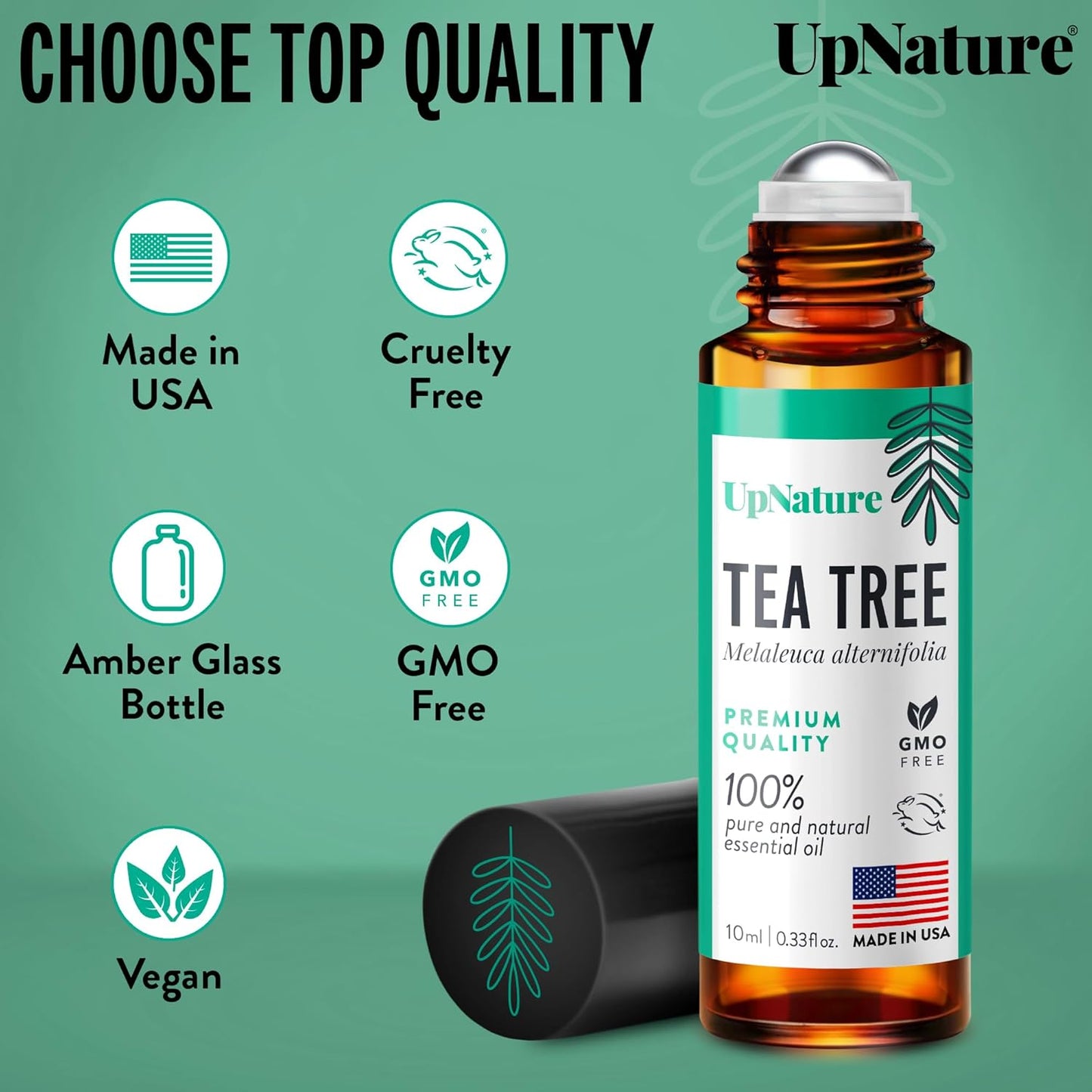 UpNature Tea Tree Essential Oil Roll-On - 100% Natural Tea Tree Oil for Skin Care & Healing