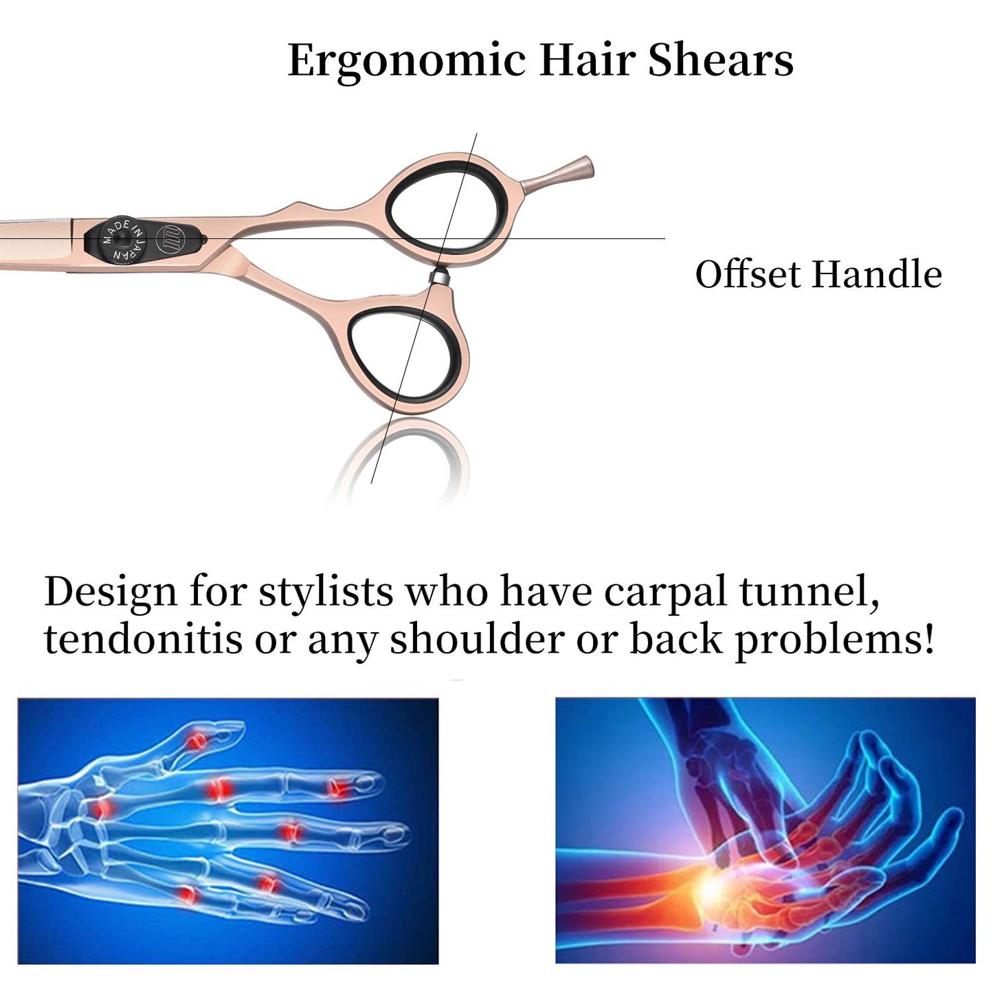 Moontay 6.0" Hair Cutting Scissor Thinning Shear Set, Professional Barber Hairstylist Hairdressing Thinning/Texturizing Shears/Scissors, Japanese 440C Steel Salon Hair Scissors (Gold)