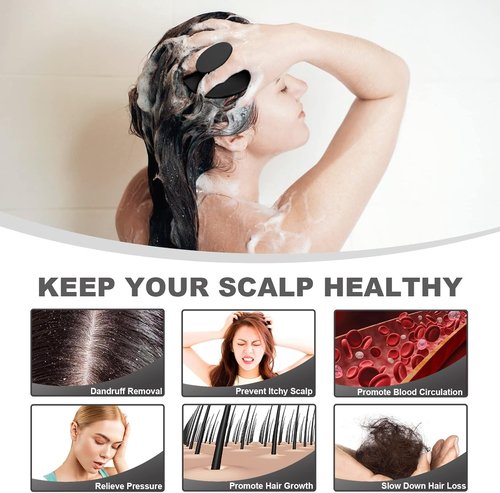 Meartchy Silicone Scalp Massager - Hair Growth & Dandruff Removal Brush | Soft Bristles for Wet & Dry Use (Black)
