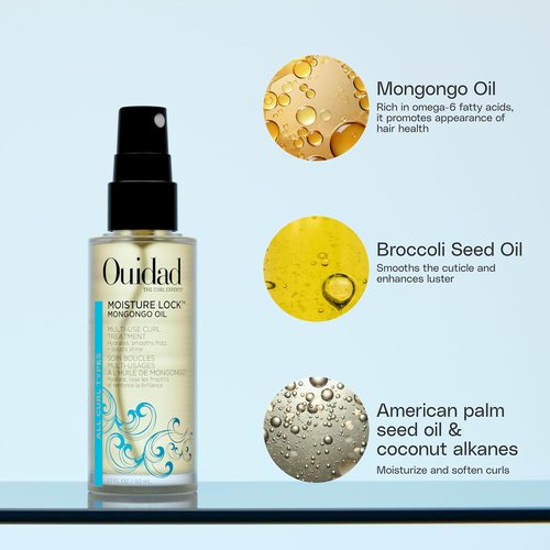 Ouidad Moisture Lock Mongongo Hair Oil - Multi-Use Leave-In Treatment for Curly Hair, 1.7 fl oz | Hydrates & Strengthens All Curl Types
