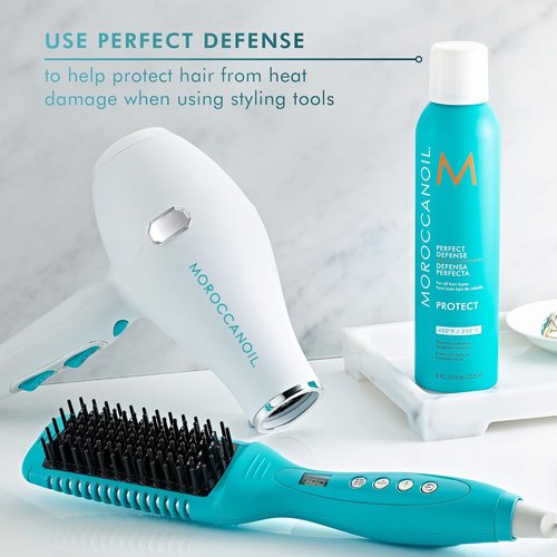 Moroccanoil Smooth Style Ceramic Heated Brush - Perfect Defense Bundle for Frizz-Free Hair
