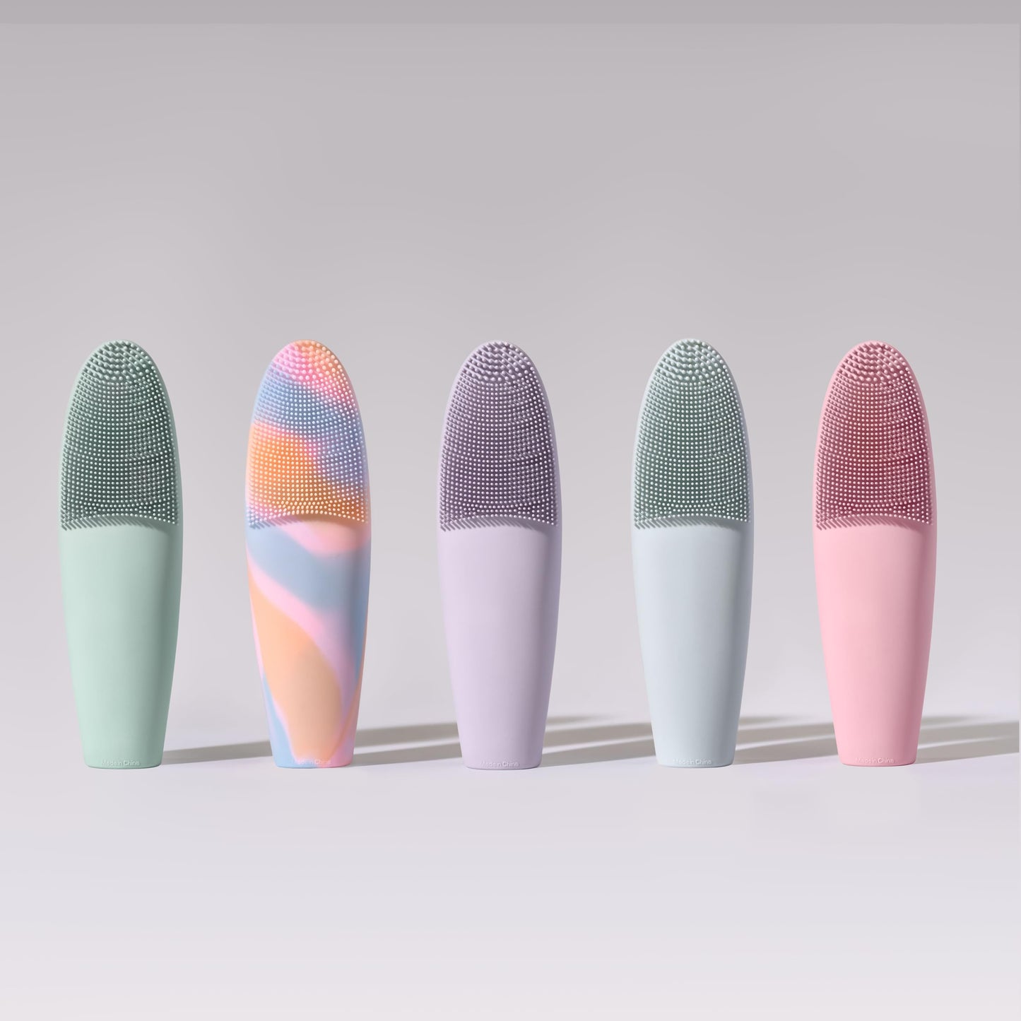 LOLLIPOP Handle Dual-Sided Silicone Face Scrubber, Face Exfoliator, Synthetic Face Brush Cleanser, Facial Cleansing Brush for Massage - Minty