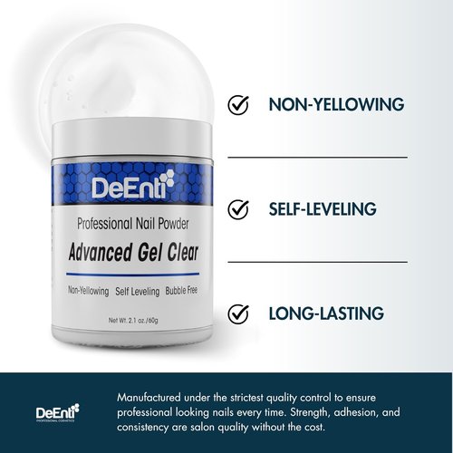 DeEnti Acrylic Nail Powder - 2oz Professional Grade Clear | Long-Lasting, Bubble-Free Formula for Nail Extensions & Carving