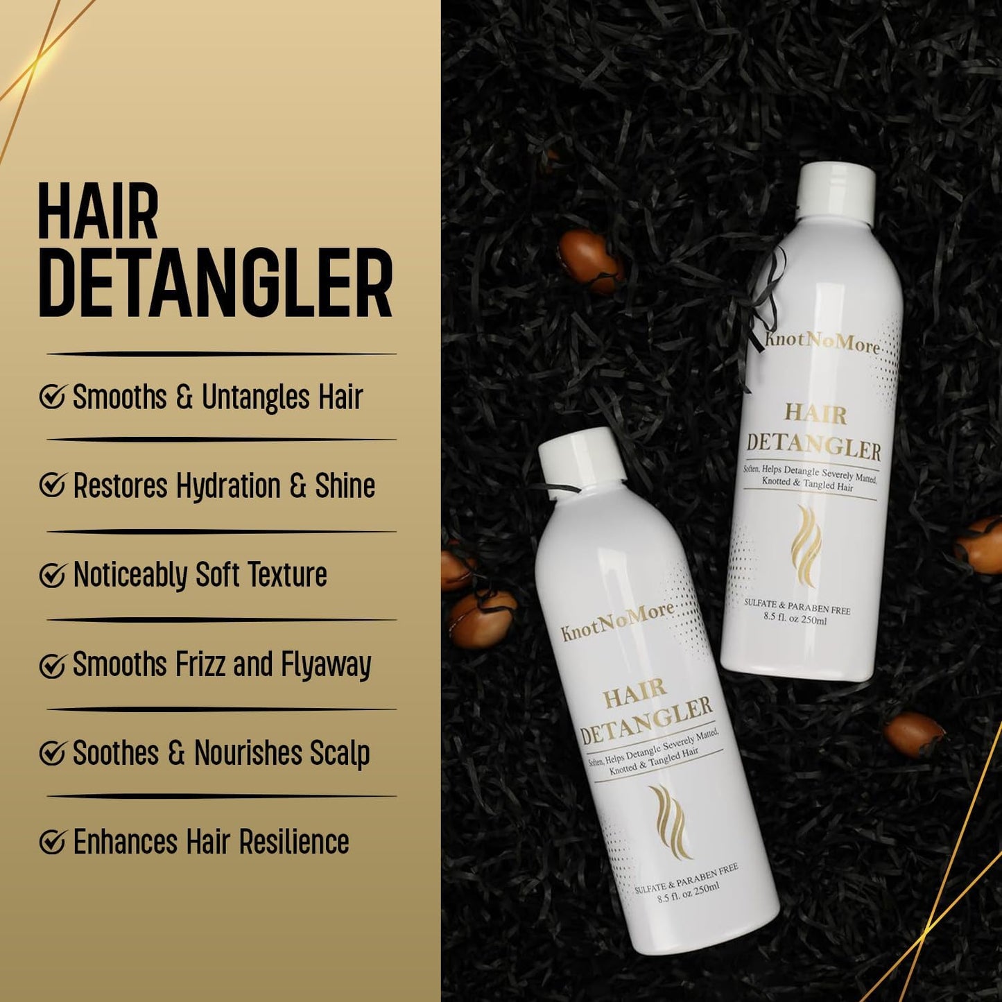 Skiennix Matted Hair Detangler - Sulfate & Silicone Free Formula for All Hair Types - 8.5 Fl Oz (250 ml)