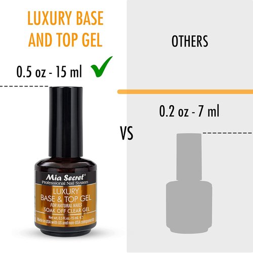 Mia Secret Clear Gel Polish - Luxury Base & Top Coat - High Gloss Finish - 15ml | Gelux Compatible