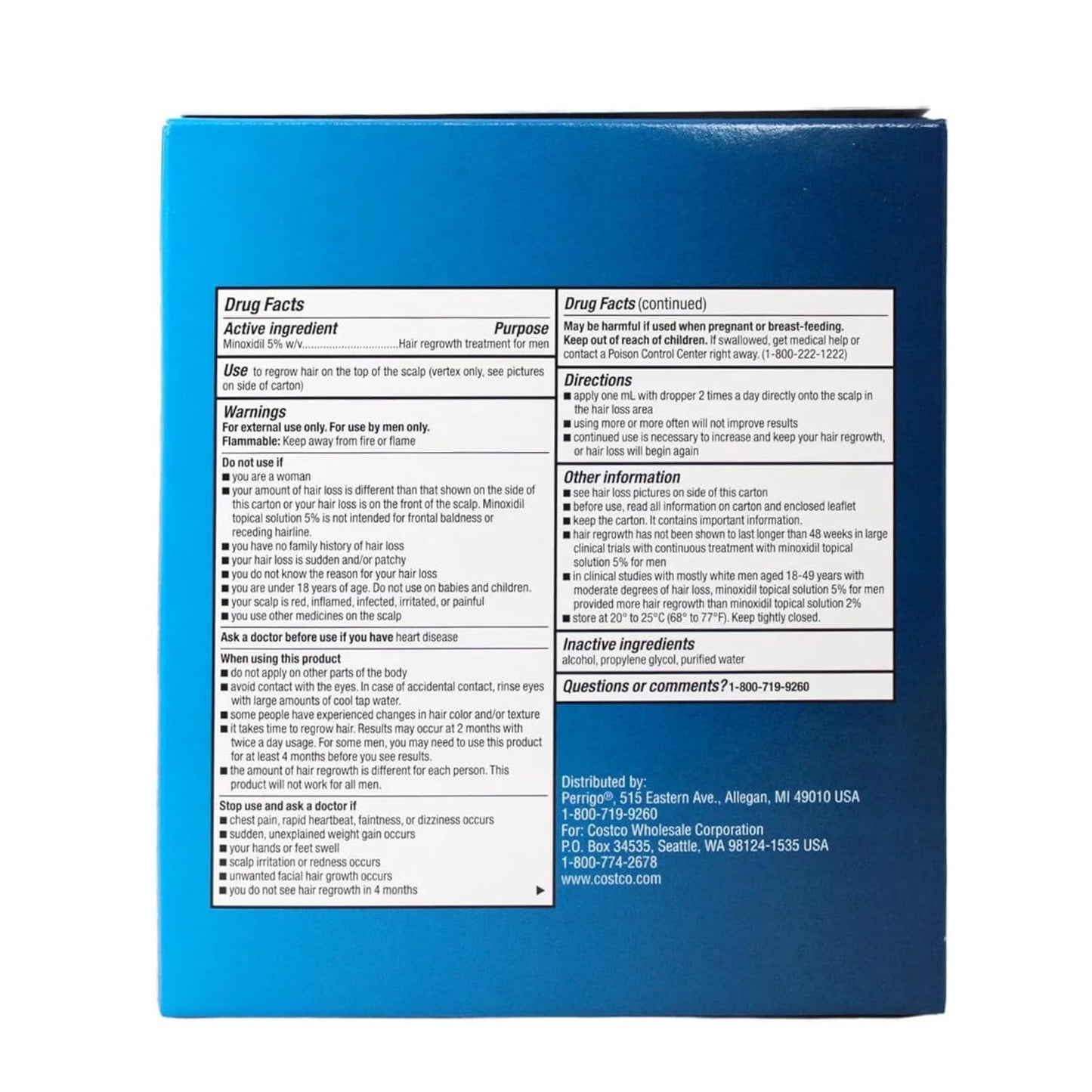 Kirkland Minoxidil 5% Topical Solution Extra Strength Hair Regrowth Treatment for Men Dropper Applicator Included (1 month to 24 month supplies available) (1 month supply)