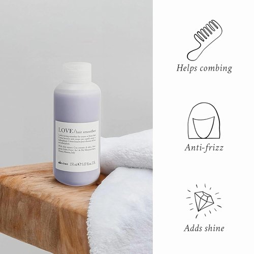 Davines LOVE Hair Smoother Cream - Anti-Frizz Leave-On Formula for Wavy & Coarse Hair | 5.07 Fl Oz