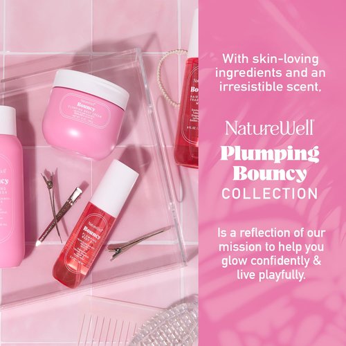 Nature Well Bouncy Plumping Body Cream - Lightweight, Quick-Absorbing Formula for Firm & Smooth Skin | 12 Oz, Tuberose & Dragonfruit Scent