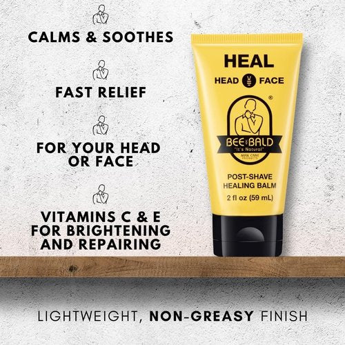 Bee Bald HEAL Aftershave Balm for Men - Soothes Razor Burn & Skin Irritation | 2 Fl Oz