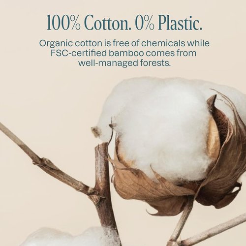 Cliganic Organic Cotton Swabs - 100% Pure Natural Cotton, Chlorine-Free & Hypoallergenic | 400 Count