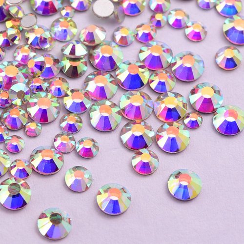 14400pcs Flatback Crystal Rhinestones Half Round Glue Fix Rhinestone for Crafts Nail Art（Crystal AB,SS4/1.4-1.6mm）