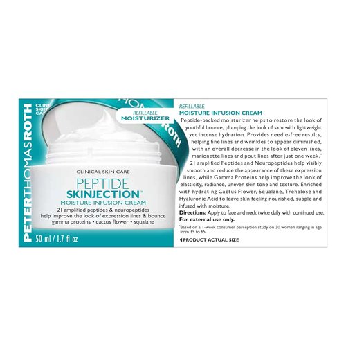 Peter Thomas Roth | Peptide Skinjection™ Moisture Infusion Cream - Refillable Hydrating Moisturizer for Firmness, Elasticity & Fine Lines - 21 Amplified Peptides