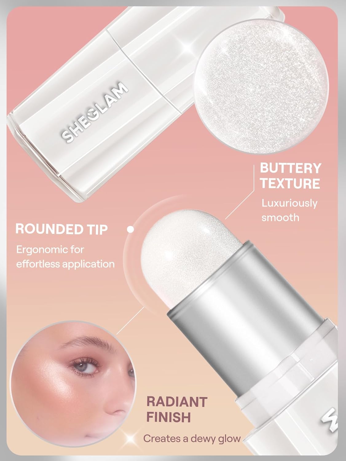 SheGlam Buttery Bling Highlighter Stick - Creamy Gold Makeup for Radiant Face Glow