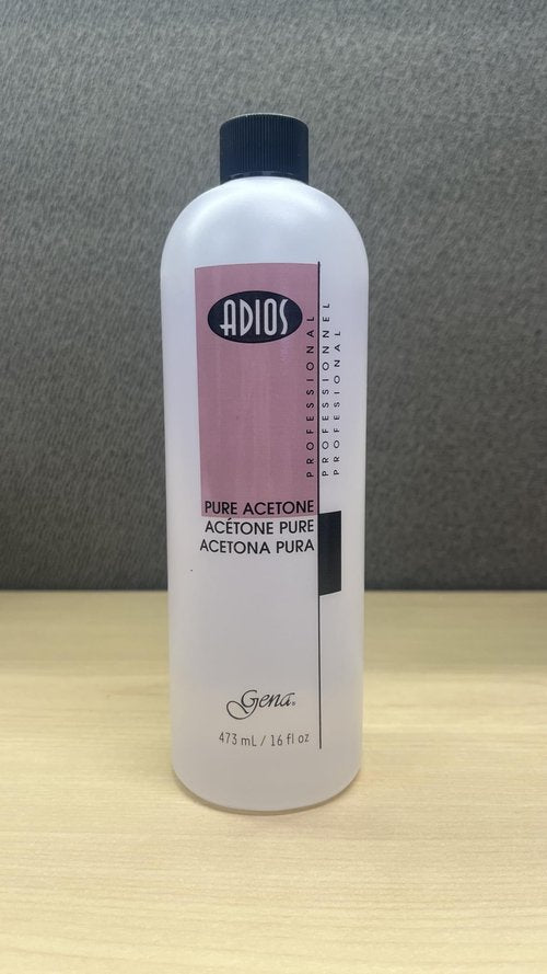 Gena Adios Pure Acetone Nail Polish Remover - Professional Strength for Acrylic, Gel & Dip Powder, Fast & Quick Gel Nail Polish Remover, 16 fl oz