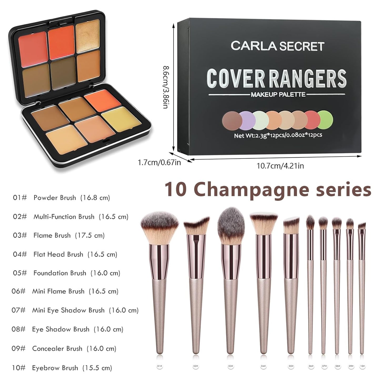 Skiennix Vegan Eyeshadow Makeup Kit - 12 Color Palette with 10 Professional Brushes | Cruelty-Free Gift Set for Women & Teens