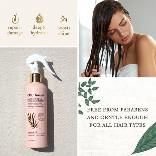 Cocomagic Coconut Milk Detangling Mist - Extra Moisturizing Leave-In Detangler | Boost Shine & Restore Vibrancy | Paraben-Free (8 oz)