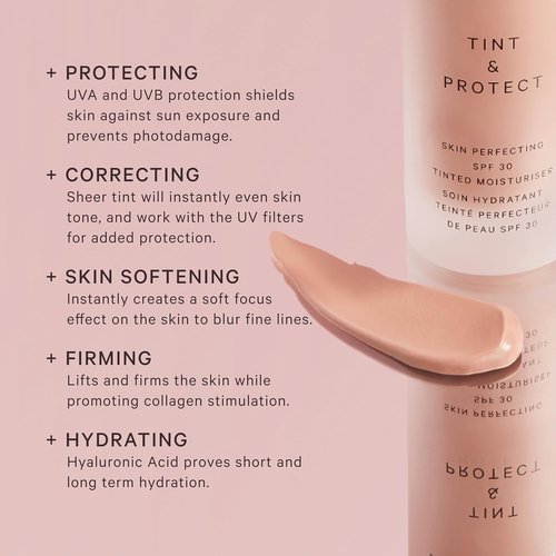 MZ SKIN Tint & Protect Tinted Moisturizer SPF 30 - Hydrating Formula with Hyaluronic Acid & Vitamin C, 1.01 fl oz