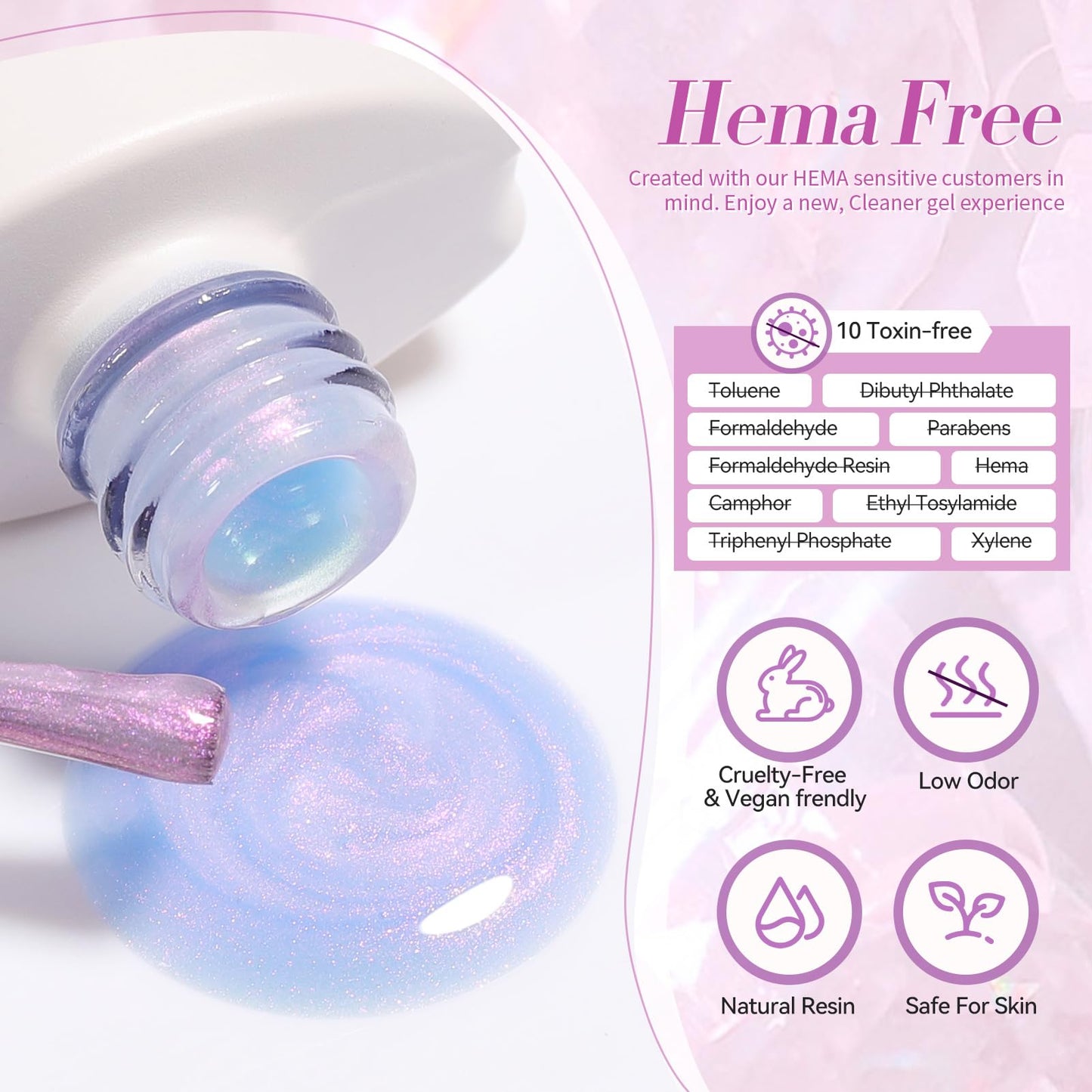 Born Pretty Jelly Gel Nail Polish Jelly Glitter Pearl Purple Gel Polish Shimmer Pearl Mermaid Natural Translucent Hema-Free Soak Off Gel Polish Nail Art DIY 15ML