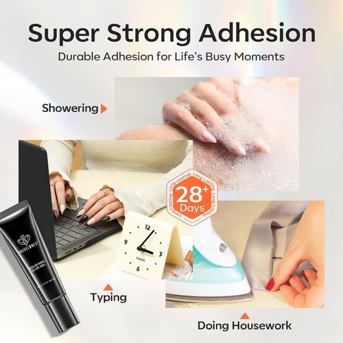 modelones Solid Nail Glue Gel, 30g Glue Gel on Nails for Clear Tips Super Strong Adhesive for Acrylic Extensions Press On Fake Tips U V Curing Needed Professional Adhesive