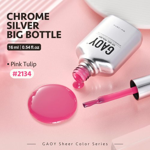 GAOY Jelly Gel Nail Polish, 16ml Sheer Pink Translucent Soak Off Gel Polish, UV Light Cure for Nail Art DIY, 2134 Pink Tulip