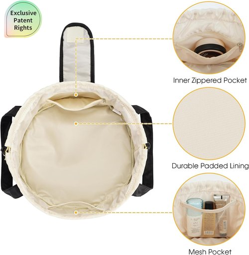 Narwey Makeup Bag - Large Lay Flat Open Cosmetic Organizer for Women | Portable Travel Toiletry Bag (Black)