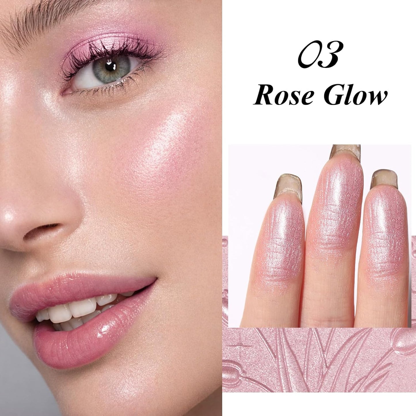 UCANBE Sparkle Bomb Highlighter - Weightless & Buildable Illuminator Palette for Face & Body | 03 Rose Glow