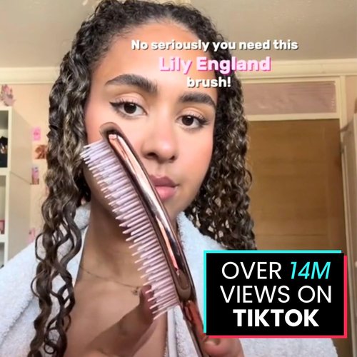 Lily England Detangling Brush - Pain-Free Styling for Curly Hair | Flexible Bristles in Rose Gold