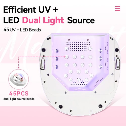 Makartt UV Nail Lamp – 30W Fast Curing UV Light with Handle Rechargeable Cordless Nail Dryer for Gel Nail Polish with 45 Beads Dual Lights 4 Timers LCD Smart Sensor for Nail Art Design(White)