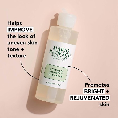 Mario Badescu Glycolic Foaming Cleanser - Exfoliating Face Wash with Glycolic Acid & Aloe Vera | Evens Skin Tone & Texture