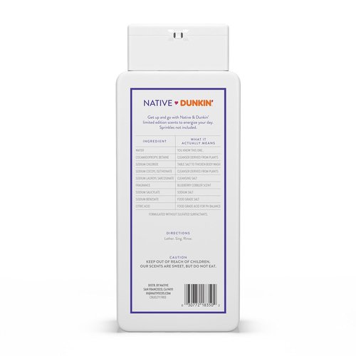 Native Body Wash - Dunkin Blueberry Cobbler Scent | Naturally Derived, Sulfate & Paraben Free | 18 oz for Soft, Hydrated Skin