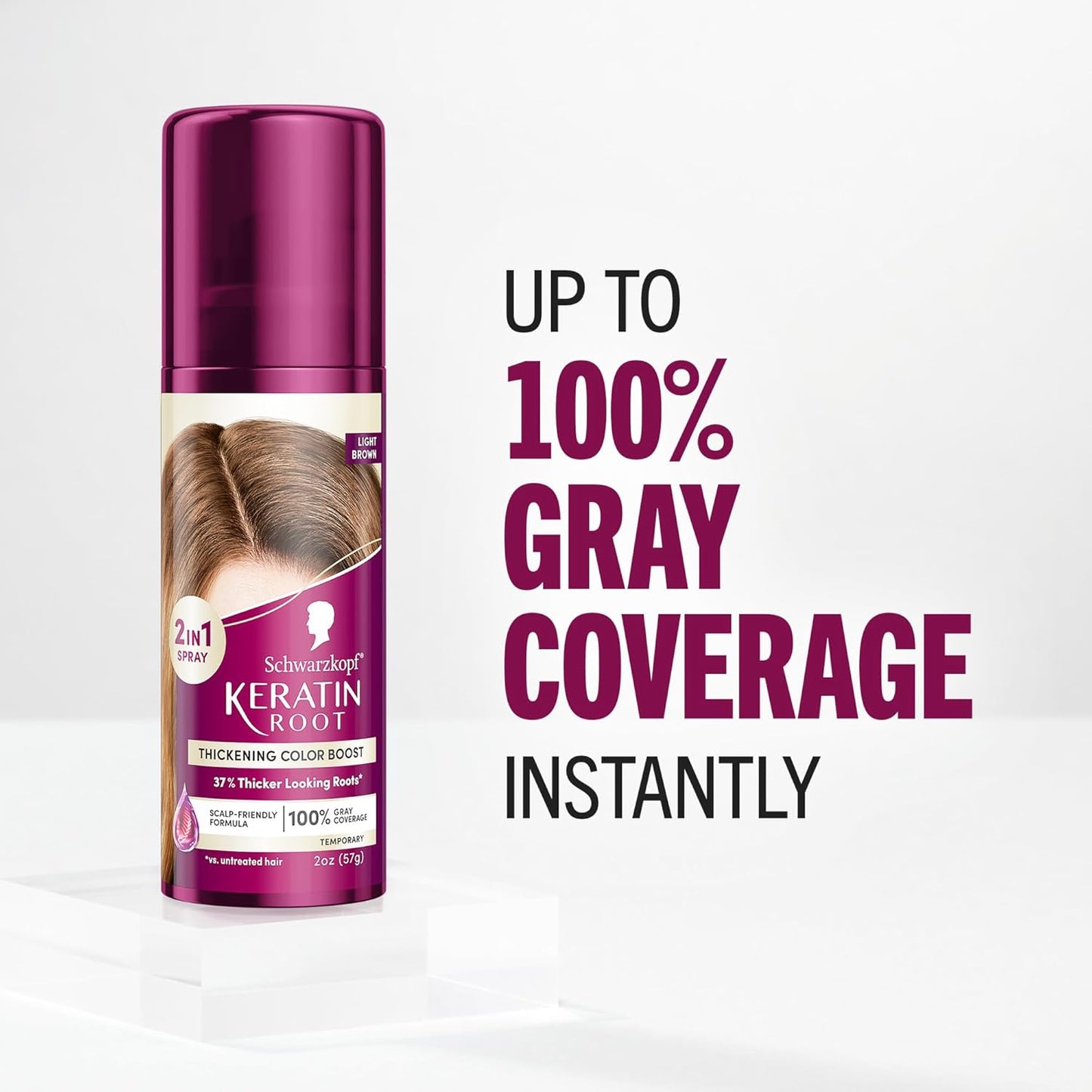 Schwarzkopf Keratin Root Hair Color Spray - Light Brown | Instant Gray Coverage & Scalp Friendly