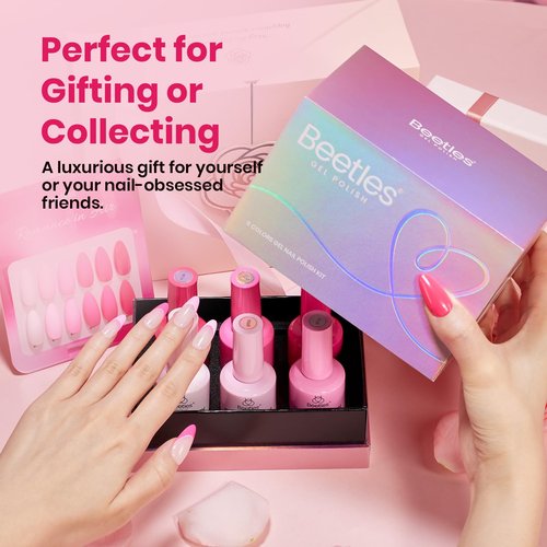 beetles Pink Gel Polish Set - Romance in Air Collection, 15ML Full Size Hot Pink Light Neon Shade Colors Soak Off Summer Gel Polish Kit Nail Art Manicure Salon DIY at Home