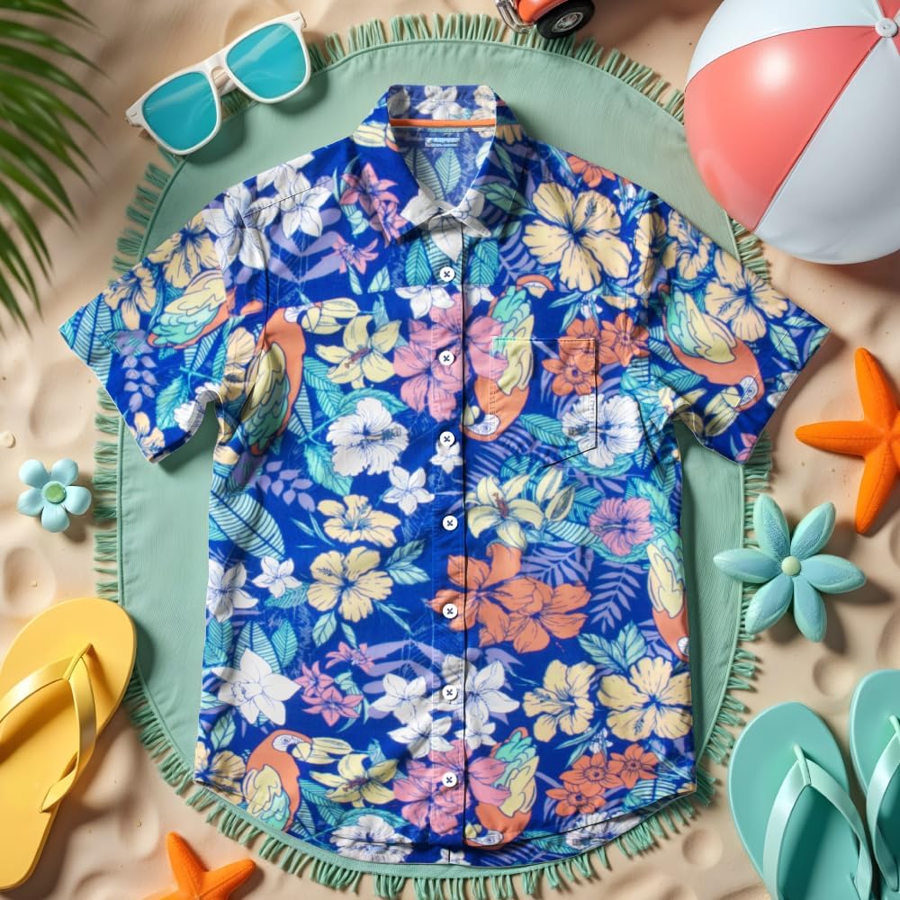 Tommy Bahama Boys Hawaiian Shirt - Classic Woven Button-Down with Pocket | Short Sleeve, Stylish Kids' Apparel