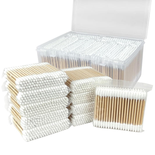 Skiennix Pointed Tip Cotton Swabs - 1000 Count Double-Ended Buds for Makeup & Personal Care - Soft, Hypoallergenic Bamboo Sticks