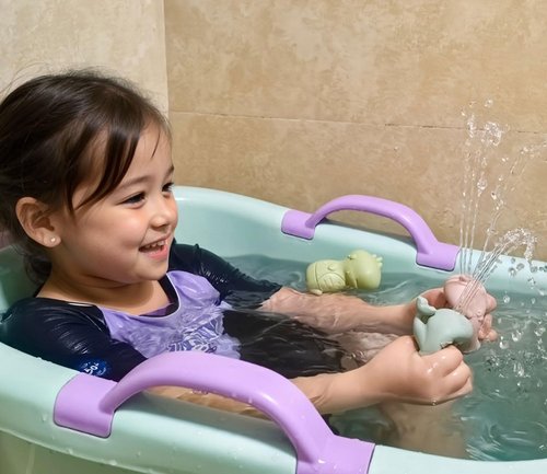 Ginbear Silicone Baby Bath Toys, Non-Toxic Mold Free Infant Squirty Bathtub Toys for Toddlers 6 Months+, Pack of 4 (Marine)