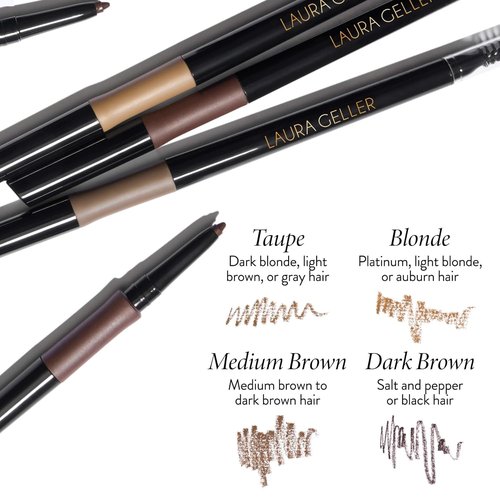 Laura Geller New York INKcredible Waterproof Brow Pencil - Long-Lasting Eyebrow Filler with Spoolie Brush (02 Taupe)