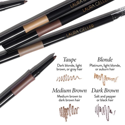 LAURA GELLER NEW YORK INKcredible Waterproof Brow Pencil- Blending Spoolie Brush - Long Lasting Eyebrow Filler