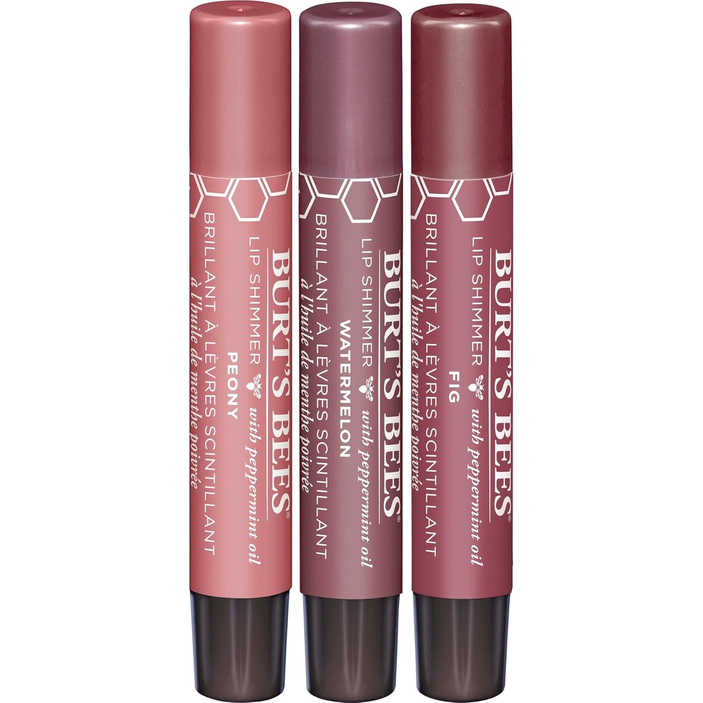 Burt's Bees Kissable Color Gift Set - Petal Kisses with 3 Lip Shimmers in Peony, Fig & Watermelon