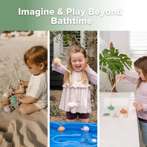 haakaa Baby Bath Fishing Toy Set, Mold Free Food Grade Silicone Bathtub Fishing Toy for Toddler & Kids Ages 3-5, BPA-Free Floating Bath Tub Toys for 3 Years+
