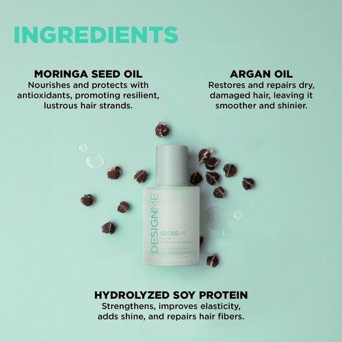 Design.Me GLOSS.ME Hair Oil Anti Frizz Hair Serum for Women | Argan Hair Oil Adds Shine, Smoothness, & Hydration | Paraben & Sulfate Free Straight, Wavy, Coily, or Curly Hair Serum