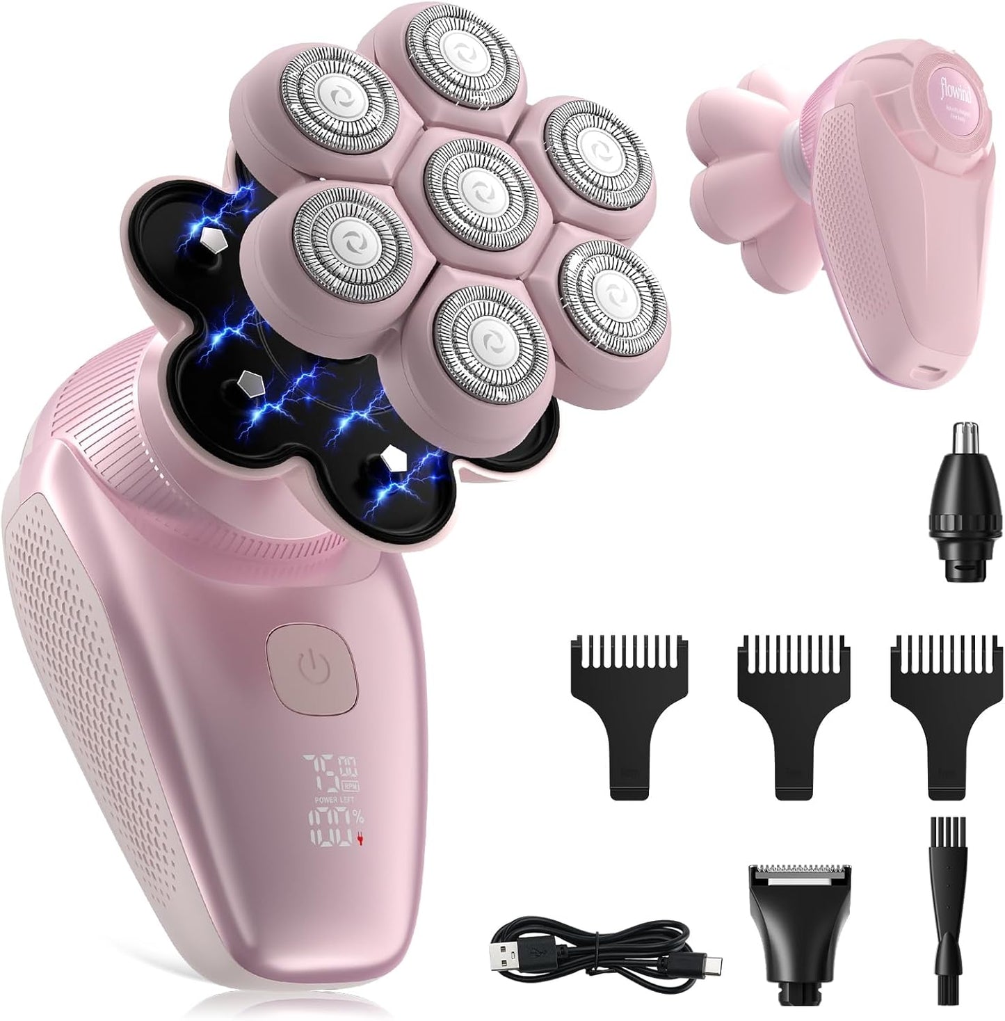 Skiennix 3-in-1 Electric Razor for Women - Painless Bikini Trimmer & Body Shaver | IPX7 Waterproof, Pink