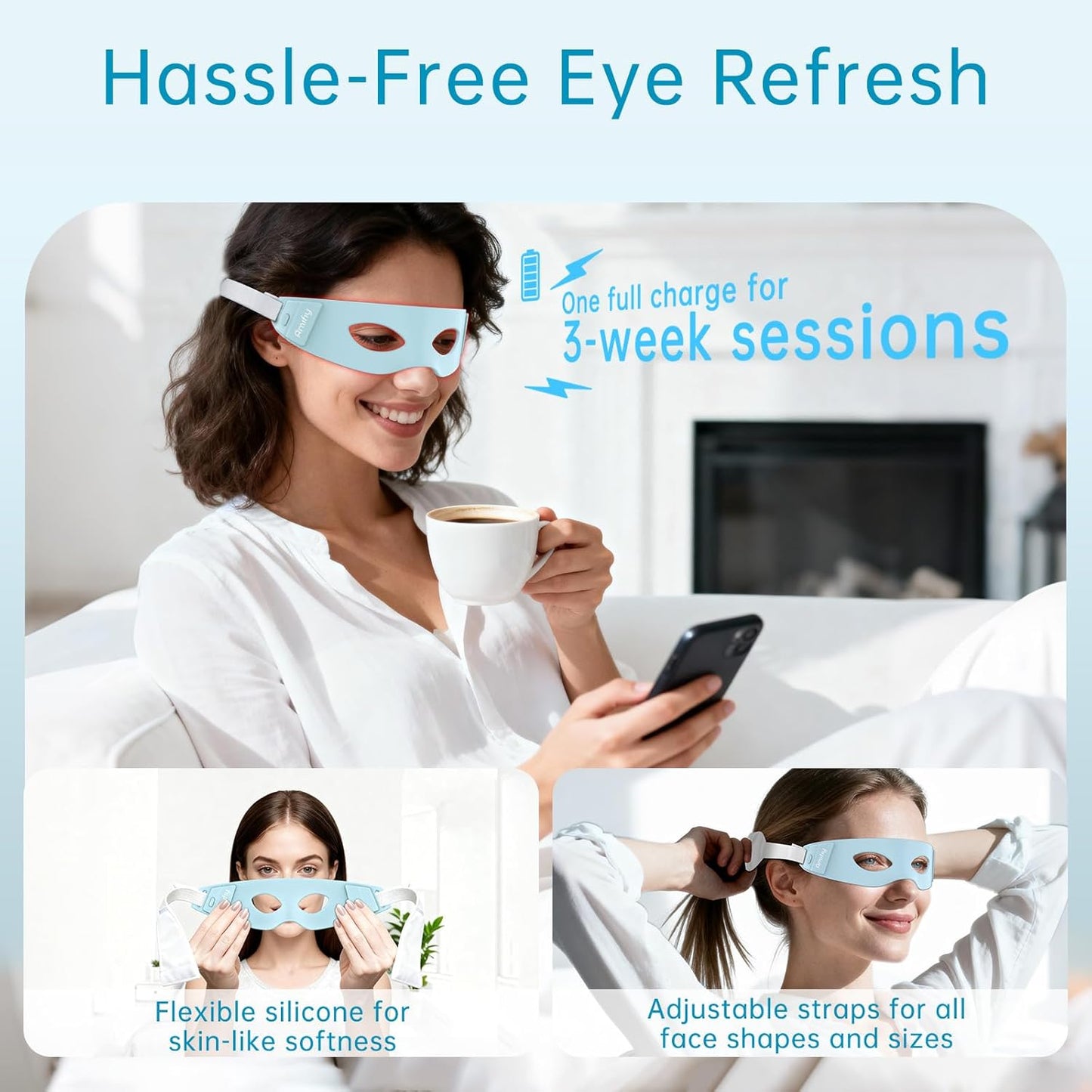 Skiennix Red Light Therapy Eye Mask - Reduce Dark Circles & Puffiness | Infrared Anti-Aging Device