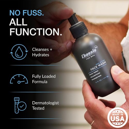 Chassis 360 Dual Action Face Wash - Hydrating Men's Cleanser with Niacinamide & Vitamin C | 6 Fl Oz