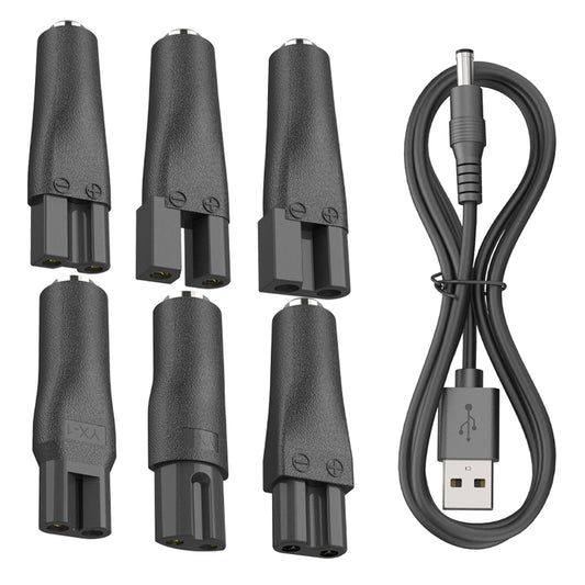 Skiennix 7 PCS USB Power Cord Charger Set - Compatible with Hair Clippers, Beard Trimmers & More