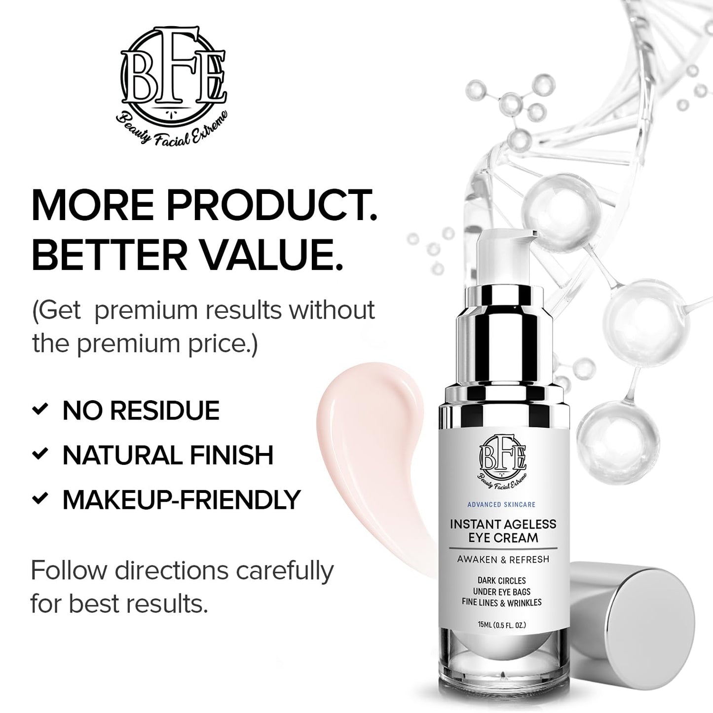 Skiennix Instant Eye Tightener Cream - Reduces Puffiness & Dark Circles | Firm & Lift Sagging Skin