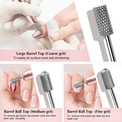 COSLUS Electric Nail Drill File Professional: for Acrylic Gel Dip Powder Nails Portable Nail Drill Machine Kit and ail Drill Bits Set 7pcs: 3/32 Inch Shank Electric Nail File Machine Bits