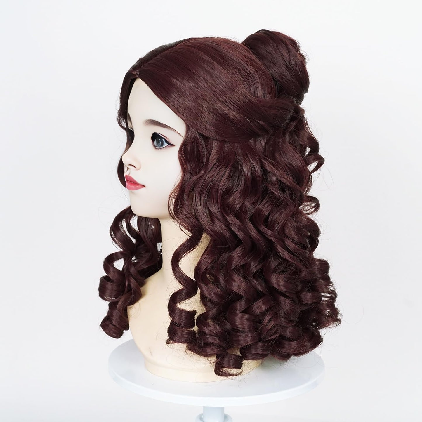 Brown Princess Wig for Kids Girls Toddlers, Long Curly Belle Wig for Halloween Costume Cosplay