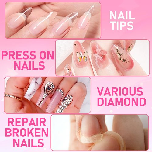 MEKK Nail Glue,Super Strong & Long-Lasting Nail Glue for Acrylic Nails,Press Ons&Broken Nails,Professional Adhesive for Nail Art Supplies,0.07OZ/PCS (12PCS)